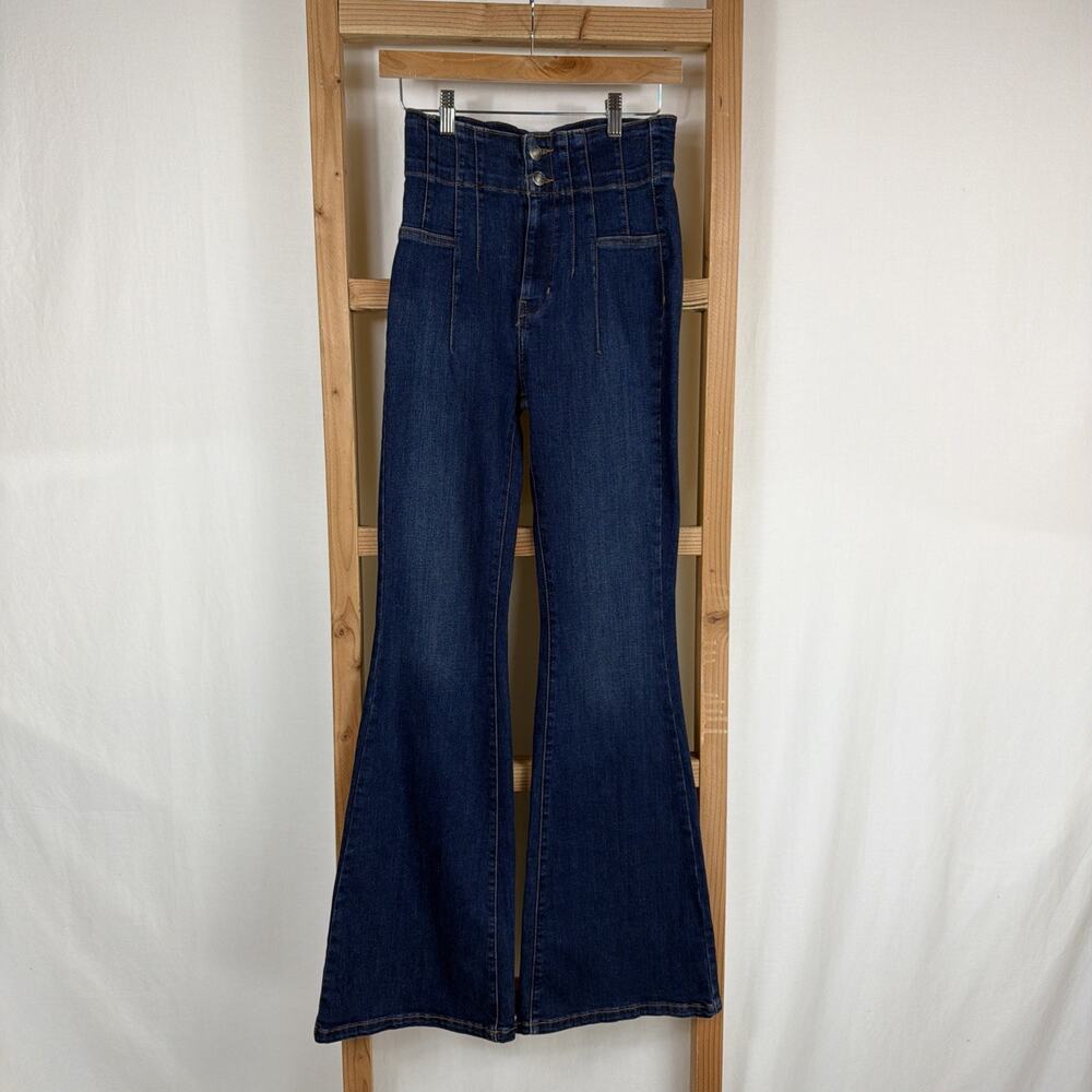Free People We The Free Blue Ultra High Rise Flare Jeans Size 27 Wide Leg Bell